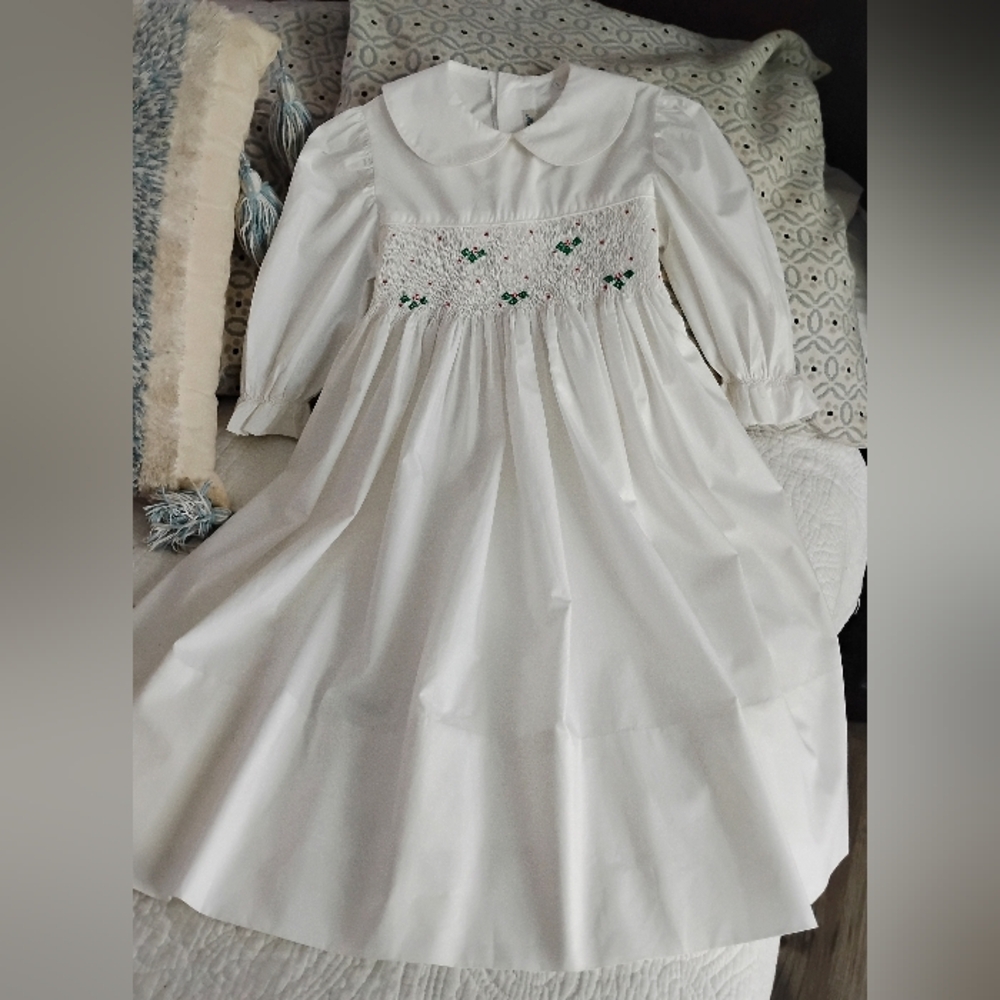 Mela Wilson Handmade Smocked Heirloom Christmas Dress Size 5